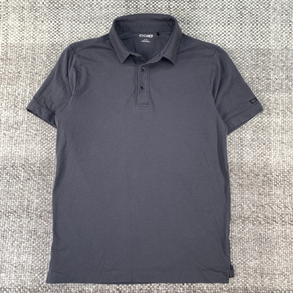 OGIO Polo Shirt Men Small Gray Short Sleeve Performance Athletic Button Up